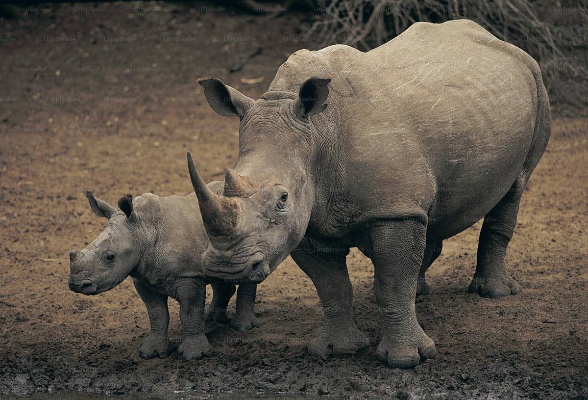 A white rhino in the South African bushveld.